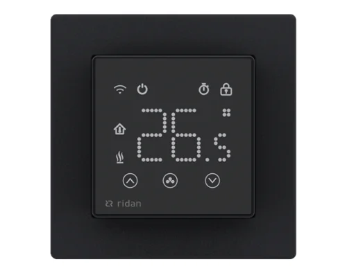 Фото ридан 088l1143r — электронный комнатный термостат rsmart-sb с wi-fi подключением 230v, черный Ридан