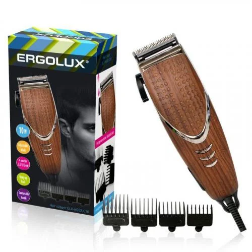 Фото машинка для стрижки волос elx-hc02-c10 10вт 220-240в корич. дерево ergolux 13961 Ergolux