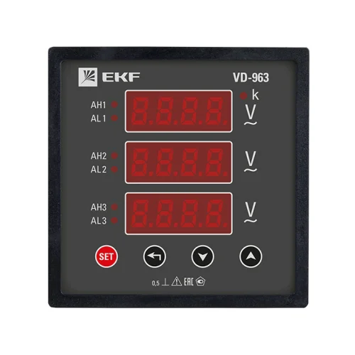 Фото vd-963 вольтметр цифровой на панель (96х96) трехфазный ekf proxima EKF фото 2