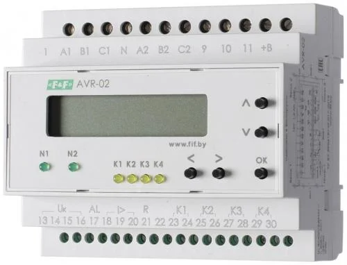 Фото устройство управления резервным питанием avr-02 (3х400в+n; 5 перекл. х8а; ip20) f&f ea04.006.004 Евроавтоматика F&F