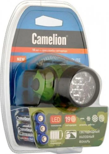 Фото фонарь налобный led 5313-19f 4ml (19led 4 режима; 3хr03 в комплекте; камуфляж) camelion 7538 Camelion фото 2