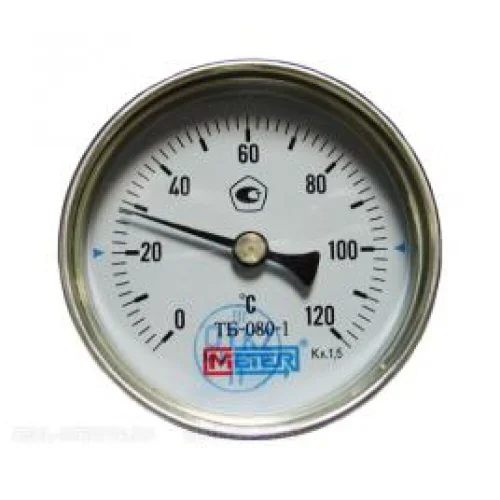 Фото термометр биметаллический осевой дк80 120с l=100мм g1/2" тб80 метер Метер