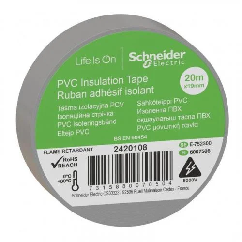 Фото изолента пвх 19мм (рул.20м) сер. sche imt38208 Schneider Electric