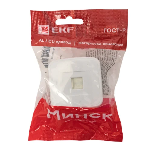 Фото минск розетка rj-45 1-местная, оп 1а, 120в, белая ekf basic EKF фото 2