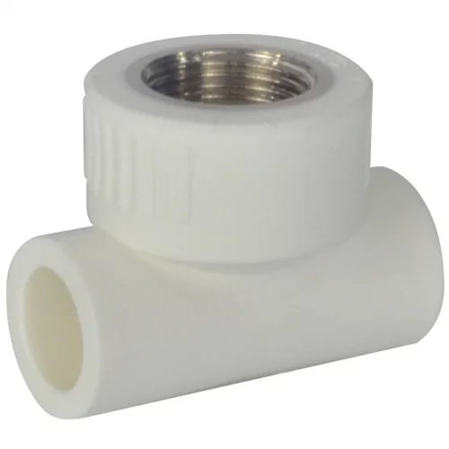 Фото тройник pp-r комбинированный белый вр дн 20х3/4" китай 