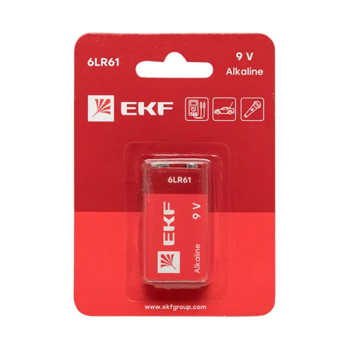 Фото алкалиновая батарейка типа 9v(6lr61) блистер 1шт. ekf EKF