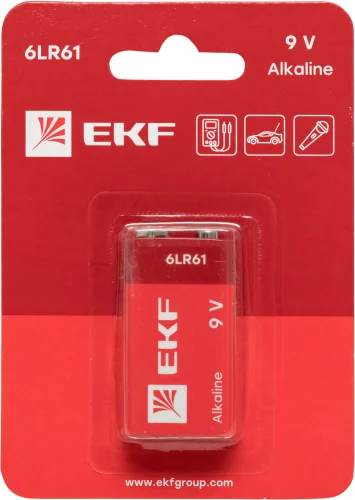 Фото алкалиновая батарейка типа 9v(6lr61) блистер 1шт. ekf EKF фото 2