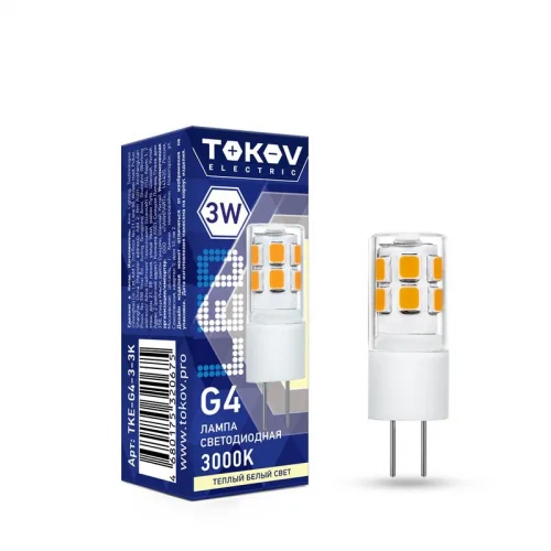 Фото лампа светодиодная 3вт capsule 3000к g4 220-240в tokov electric tke-g4-3-3k TOKOV ELECTRIC