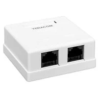 Фото розетка настенная teracom cat.5e неэкранированная 2 порта rj-45 dual idc белая