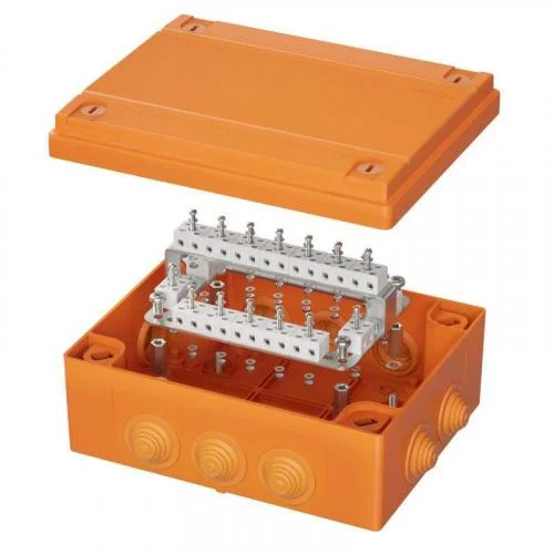 Фото коробка пластиковая fs с кабельными вводами и клеммниками ip55 240х190х90мм 40р 450v 6a 4кв.мм dkc fsb414004 DKC