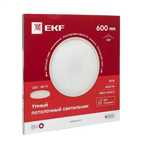 Фото светильник потолочный умный 600мм connect ekf sclwf-600-cct EKF