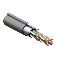 Фото кабель витая пара teracom pro cat.5e f/utp 4 пары solid 24awg с тросом сталь 1,2 мм оболочка ldpe цвет черный (катушка 305м)