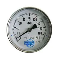 Фото термометр биметаллический осевой дк100 200с l=100мм g1/2" тб100 метер