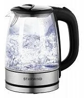 Фото чайник электрический skg5210 1.7л 2200вт черн./серебр. (корпус стекло) starwind 1152548