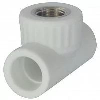 Фото тройник pp-r комбинированный белый вр дн 20х3/4" valfex 10127120
