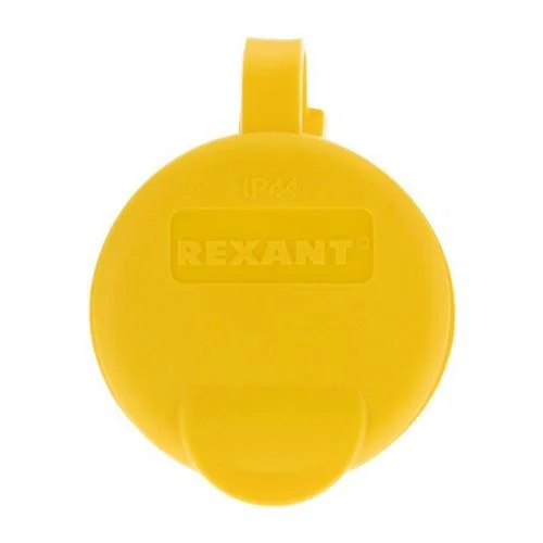 Фото розетка переносная влагозащищенная с крышкой с заземл. 16а ip44 каучук желт. rexant 111-122 Rexant