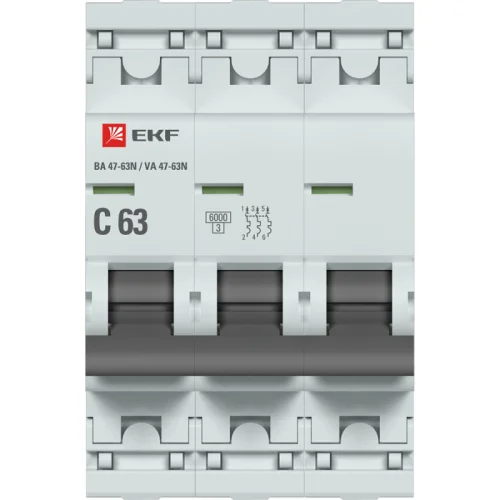 Фото выключатель автоматический 3п 63а (c) 6ка ва 47-63n proxima ekf m636363c EKF