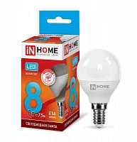 Фото лампа светодиодная led-шар-vc 8вт 230в e14 4000к 720лм in home 4690612020556