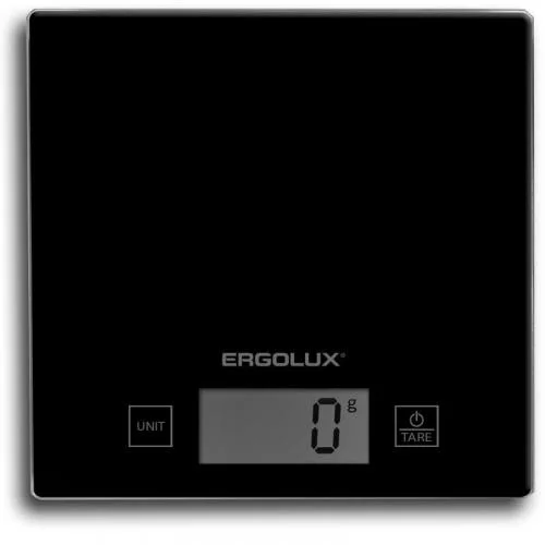 Фото весы кухонные elx-sk01-с02 до 5кг 150х150мм черн. ergolux 13598 Ergolux