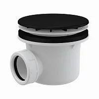 Фото сифон для поддона 1 1/2"x90/40 h=84мм слив крышка d=115мм, черная alca plast a49black