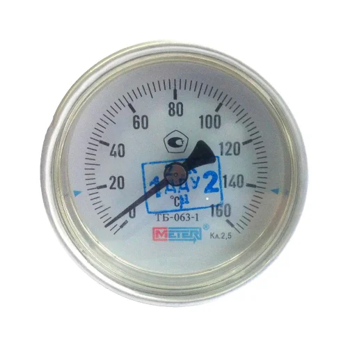 Фото термометр биметаллический осевой дк63 160с l=60мм g1/2" тб63 метер Метер