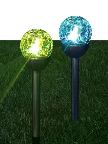 Фото светильник светодиодный smd мультиколор садовый в форме шара из битого стекла аккум. aa ni-mh 200ма.ч (уп.2шт) космос koc_sol201l КОСМОС