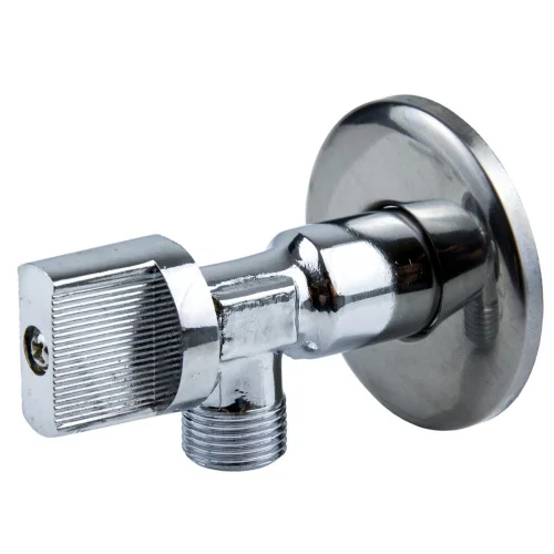 Фото кран шаровой латунный бытовой хром угловой 1043 g1/2" ру10 нр бабочка с отражателем aquasfera 1043-02 Aquasfera