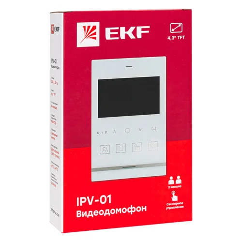 Фото видеодомофон ipv-01 бел. 4''tft 4пр. 2 канала ip20 ekf EKF фото 3