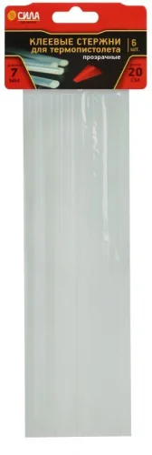 Фото стержень клеевой для термопистолета прозрачные 7х200мм (уп.6шт) сила б0057685 СИЛА