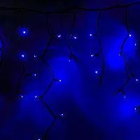 Фото гирлянда "айсикл" (бахрома) 4.0х0.6м 128led син. 8вт 230в ip67 провод черн. каучук neon-night 255-223