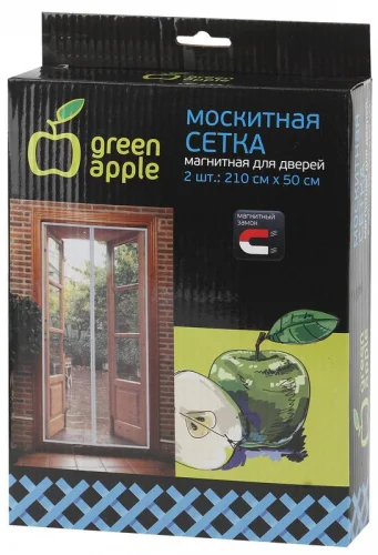 Фото сетка магнитная на дверь 210х50см магнитный замок 12шт липучка крепежная gbn007 в упак. 2шт green apple б0032054 Green Apple