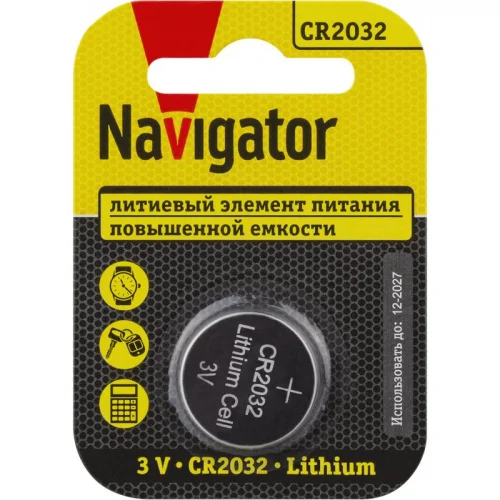 Фото элемент питания литиевый cr2032 93 823 nbt-cr2032-bp1 (блист.1шт) navigator 93823 NAVIGATOR
