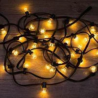 Фото гирлянда "led galaxy bulb string" 10м 6х30led тепл. бел. ip65 влагостойкая провод черн. каучук neon-night 331-326