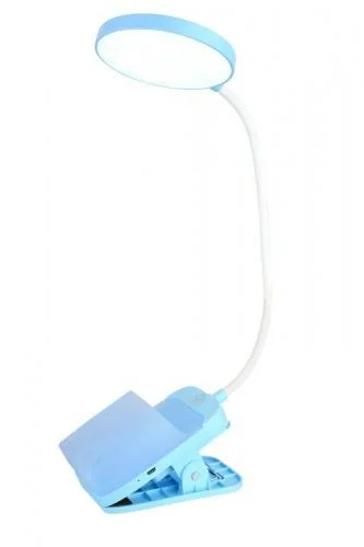 Фото светильник светодиодный uf-751 c13 7вт сст настольный 3 уровня яркости с прищепкой голуб. ultraflash 14488 Ultraflash