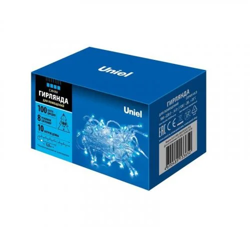 Фото гирлянда led uld-s1000-100/dta blue ip20 10м 100 диодов син. свет провод прозр. uniel ul-00007197 Uniel