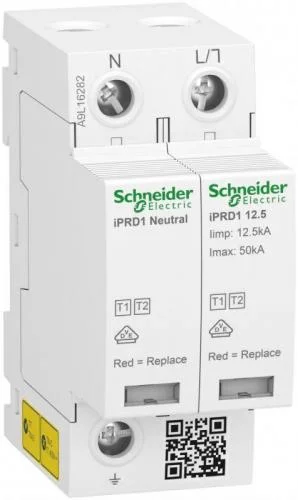 Фото устройство защиты от импульсных перенапряжений узип acti9 iprd1 12.5г 1p+n 50ка класс 1+2 с картриджем sche a9l16282 Schneider Electric