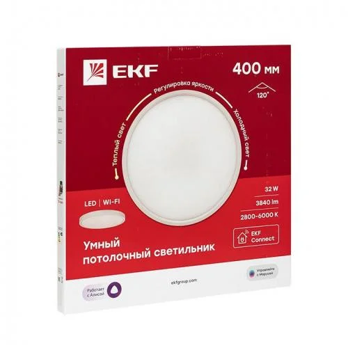 Фото светильник потолочный умный 400мм connect ekf sclwf-400-cct EKF