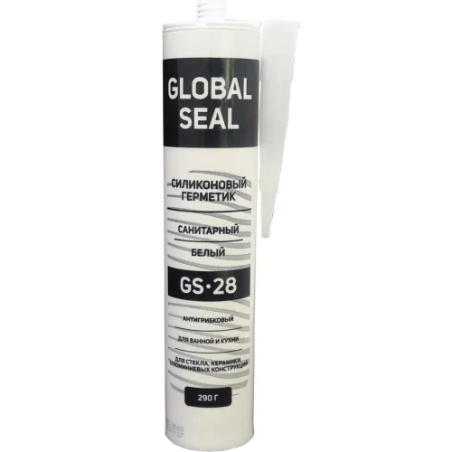 Фото герметик силиконовый санитарный gs28 290гр белый globalseal GlobalSeal