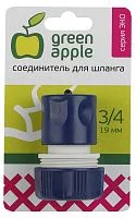 Фото соединитель-коннектор для шланга 19мм (3/4) пластик (50/200/2400) green apple б0017770
