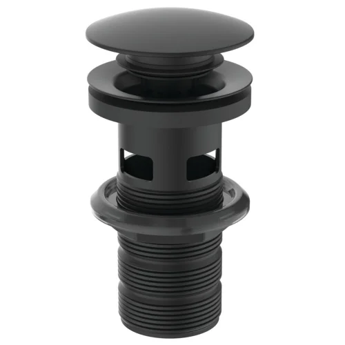 Фото клапан донный для умывальника латунь 1 1/4" с переливом, черный матовый слив клапан "клик-клак", пробка d=63,5мм ideal standard e1482xg Ideal Standard