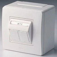 Фото коробка pdd-n60 в сборе с 2 розетками brava rj45 кат.5е (телефон/компьютер) бел. dkc 10656
