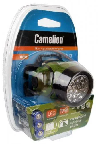 Фото фонарь налобный led 5313-19f 4ml (19led 4 режима; 3хr03 в комплекте; камуфляж) camelion 7538 Camelion фото 7