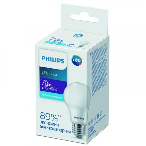 Фото лампа светодиодная ecohome led bulb 7w e27 6500к 1pf philips 929002299167 PHILIPS