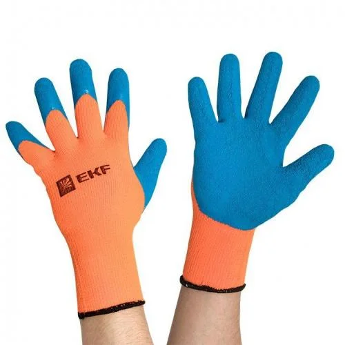 Фото перчатки рабочие профи зима с рельефным латексным покрытием утепленные (10 класс 9 разм) professional ekf pe10lt-9-pro EKF фото 3