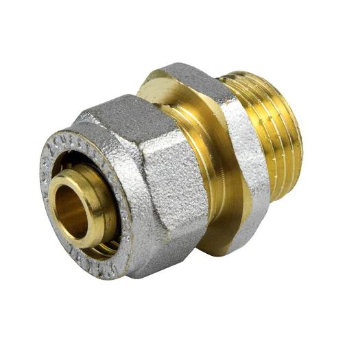 Фото муфта мп латунь никель обжим дн 20х1/2" нр гост 32415-2013 7001 aquasfera 7001-03 Aquasfera