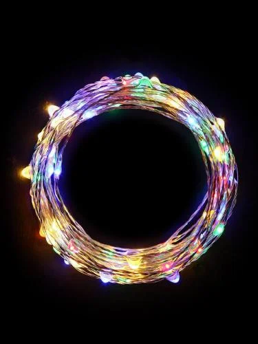 Фото гирлянда светодиодная "разноцветные нити" 10м 100led в виде капель работает от сети 220в космос kocnl-el150 КОСМОС фото 5
