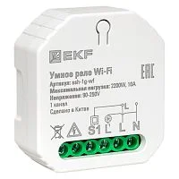 Фото умное реле в подрозетник 1-канальное wi-fi ekf connect