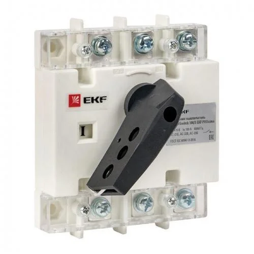 Фото рубильник-выключатель 3п 100а с рукояткой управления для прямой установки powerswitch proxima ekf psds-100-3 EKF