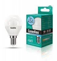 Фото лампа светодиодная led5-g45/845/e14 5вт шар 4500к бел. e14 405лм 220-240в camelion 12029