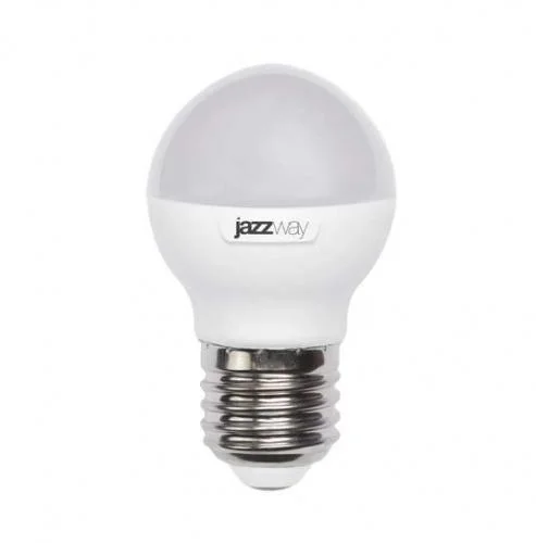 Фото лампа светодиодная pled-sp-g45 7вт шар 3000к тепл. бел. e27 540лм 230в jazzway 1027863-2 JazzWay